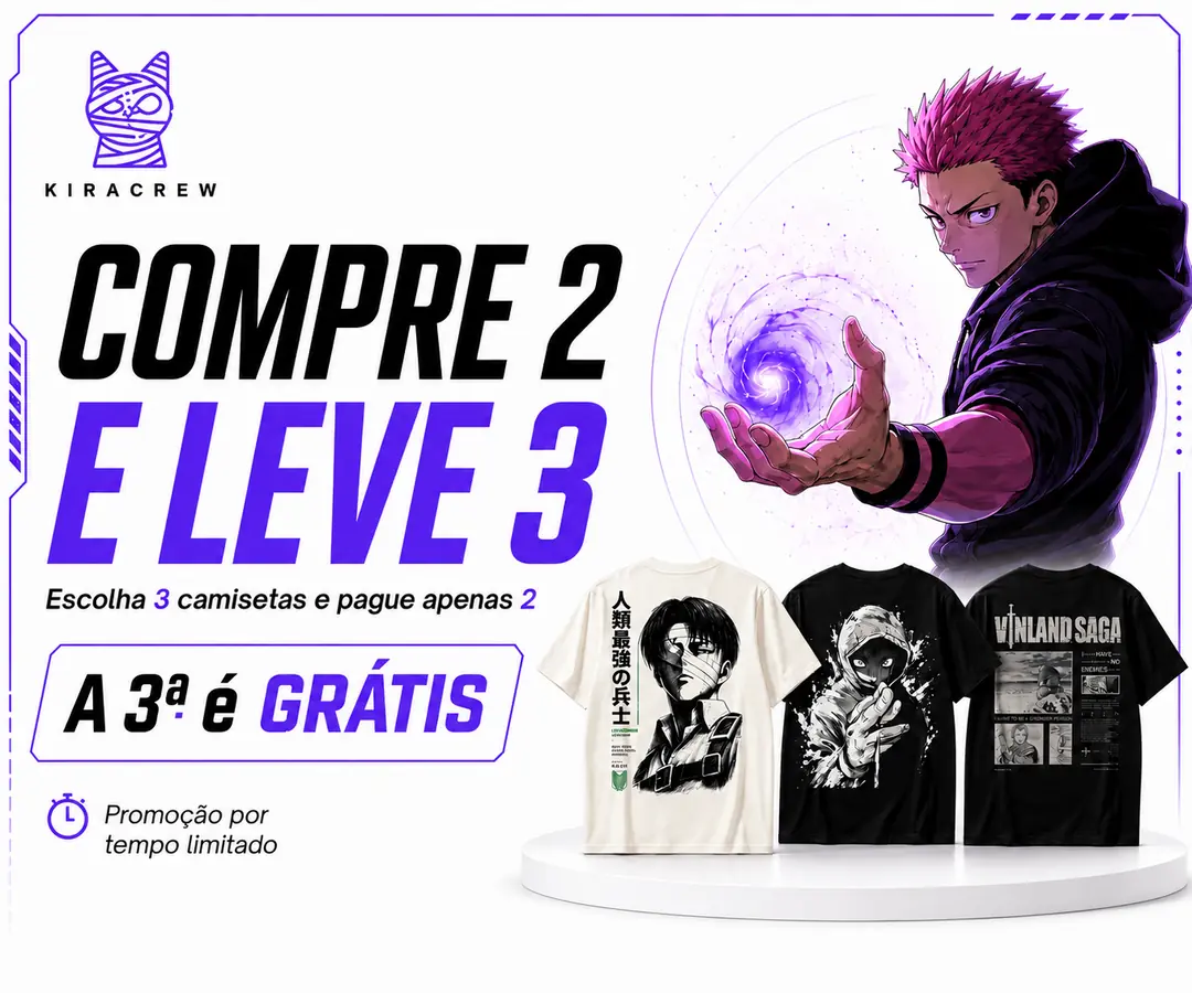Compre duas camisetas KiraCrew e leve três